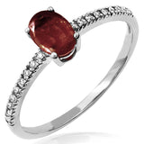 Oval Gemstone Ring with Diamond Accent