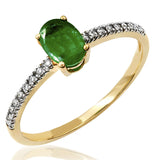 Oval Gemstone Ring with Diamond Accent