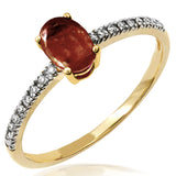 Oval Gemstone Ring with Diamond Accent