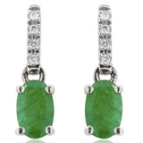 Oval Gemstone Earrings with Diamond Accent