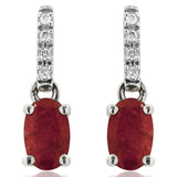 Oval Gemstone Earrings with Diamond Accent