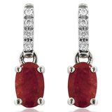 Oval Gemstone Earrings with Diamond Accent