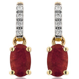 Oval Gemstone Earrings with Diamond Accent