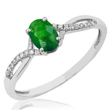 Oval Gemstone Ring with Diamond Accent and Split Shoulders