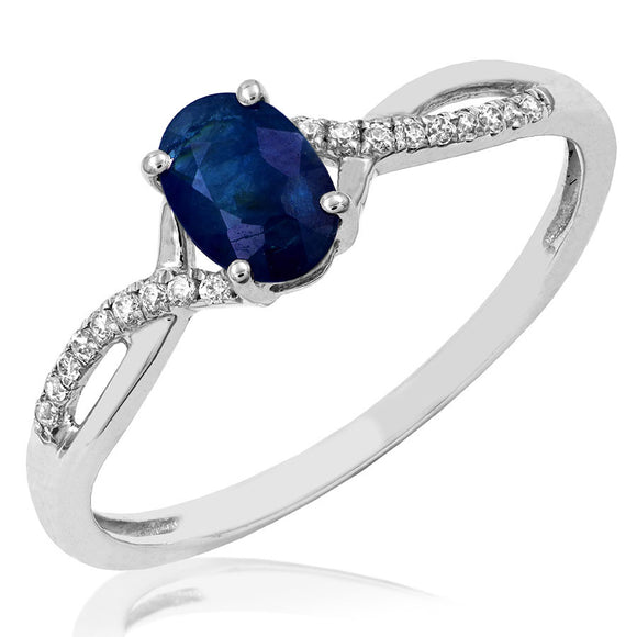 Oval Gemstone Ring with Diamond Accent and Split Shoulders