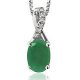 Oval Gemstone Infinity Pendant with Diamond Accent