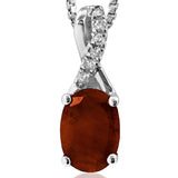 Oval Gemstone Infinity Pendant with Diamond Accent