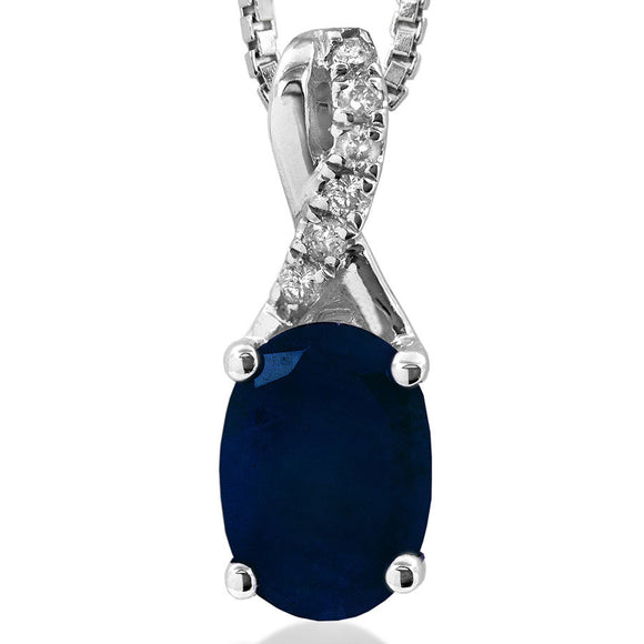 Oval Gemstone Infinity Pendant with Diamond Accent