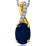 Oval Gemstone Infinity Pendant with Diamond Accent