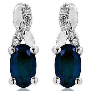 Oval Infinity Gemstone Stud Earrings with Diamond Accent