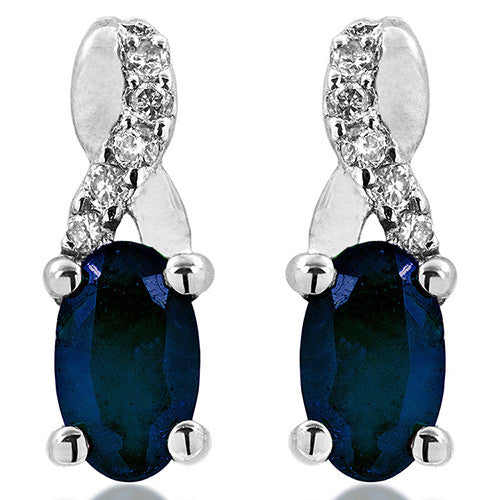 Oval Infinity Gemstone Stud Earrings with Diamond Accent