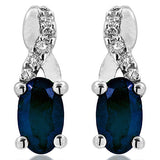 Oval Infinity Gemstone Stud Earrings with Diamond Accent