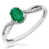 Oval Gemstone Ring with Diamond Accent and Split Shoulders