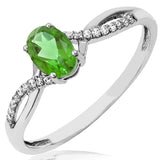 Oval Gemstone Ring with Diamond Accent and Split Shoulders