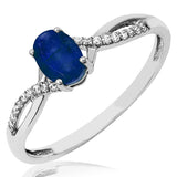 Oval Gemstone Ring with Diamond Accent and Split Shoulders