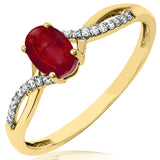 Oval Gemstone Ring with Diamond Accent and Split Shoulders