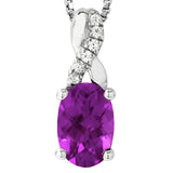 Oval Gemstone Infinity Pendant with Diamond Accent