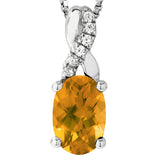 Oval Gemstone Infinity Pendant with Diamond Accent