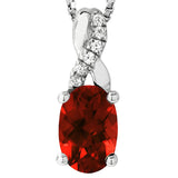 Oval Gemstone Infinity Pendant with Diamond Accent