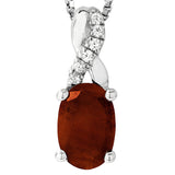 Oval Gemstone Infinity Pendant with Diamond Accent