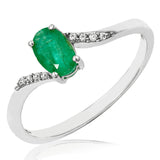 Oval Gemstone Bypass Ring with Diamond Accent