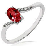 Oval Gemstone Bypass Ring with Diamond Accent