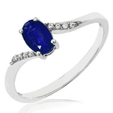 Oval Gemstone Bypass Ring with Diamond Accent