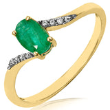 Oval Gemstone Bypass Ring with Diamond Accent