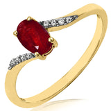 Oval Gemstone Bypass Ring with Diamond Accent