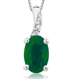 Oval Gemstone Pendant with Diamond Accent