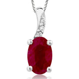 Oval Gemstone Pendant with Diamond Accent