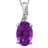 Oval Gemstone Pendant with Diamond Accent