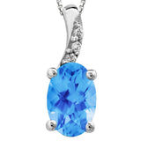 Oval Gemstone Pendant with Diamond Accent