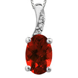 Oval Gemstone Pendant with Diamond Accent