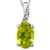 Oval Gemstone Pendant with Diamond Accent