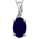 Oval Gemstone Pendant with Diamond Accent