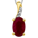 Oval Gemstone Pendant with Diamond Accent