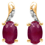 Oval Gemstone Earrings with Diamond Accent