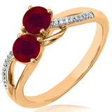 Two-Stone Gemstone Twist Ring with Diamond Accent
