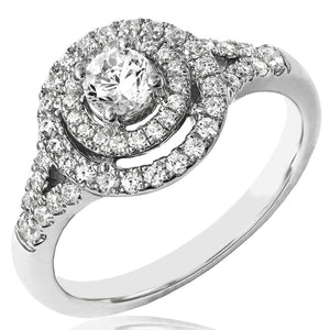 Double Halo Semi-Mount Diamond Ring