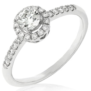 Diamond Halo Semi-Mount Ring with Scallop Set Band