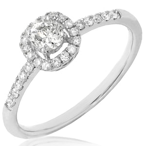 Diamond Halo Semi-Mount Ring with Scallop Set Band