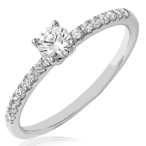 Solitare Semi-Mount Diamond Ring with Scallop Set Band