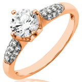 Solitaire Semi-Mount Ring with Diamond Pavé Band