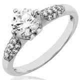 Solitaire Semi-Mount Ring with Diamond Pavé Band