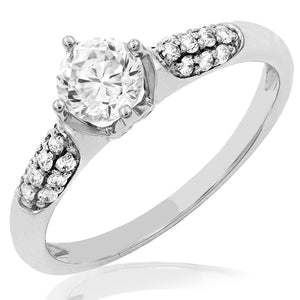 Diamond Semi-Mount Ring with Pavé Band