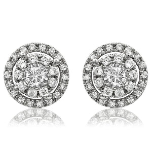 Diamond Cluster Halo Stud Earrings