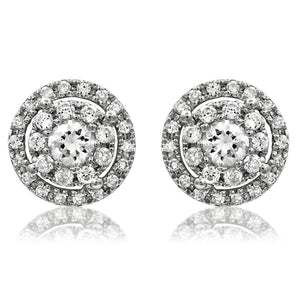 Composite Diamond Double Frame Semi-Mount Stud Earrings