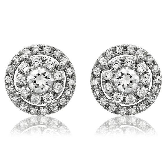 Composite Diamond Double Frame Semi Mount Stud Earrings
