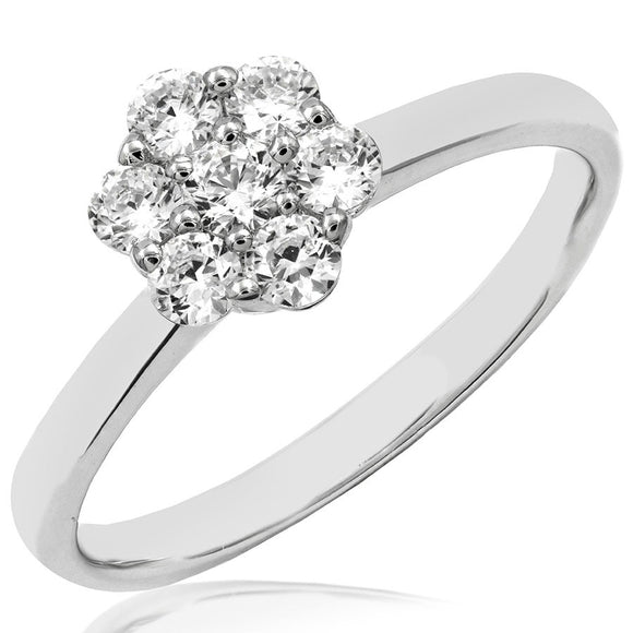 Floral Diamond Cluster Ring